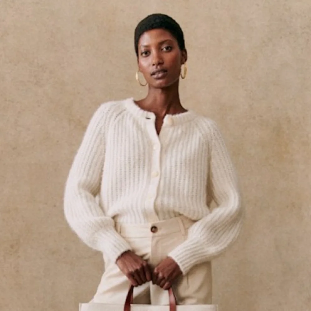 Sezane Emile Cardigan Cropped Ecru - Picture 3 of 10